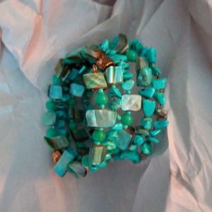 Tourquoise and she'll wire wrap bracelet